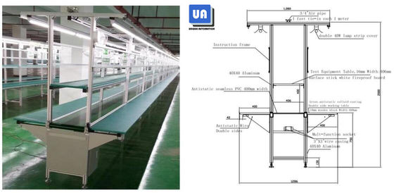 Anti Static SMT Flat Belt Conveyor 4 Meters Length 8000 Mm/Min